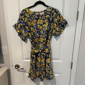 MELLODAY Floral Dress in Blue and Yellow